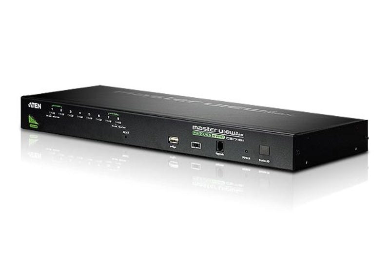 Aten Rackmount KVM Switch 8 Port VGA PS/2-USB, 2x Custom KVM Cables Included, Broadcast Mode, Daisy Chainable for up to 256 Devices Aten Rackmount KVM Switch 8 Port VGA PS/2-USB, 2x Custom KVM Cables Included, Broadcast Mode, Daisy Chainable for up to 256 Devices